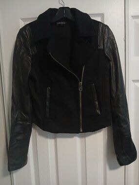 Club Monaco Leather Cashmere Wool Moto Jacket